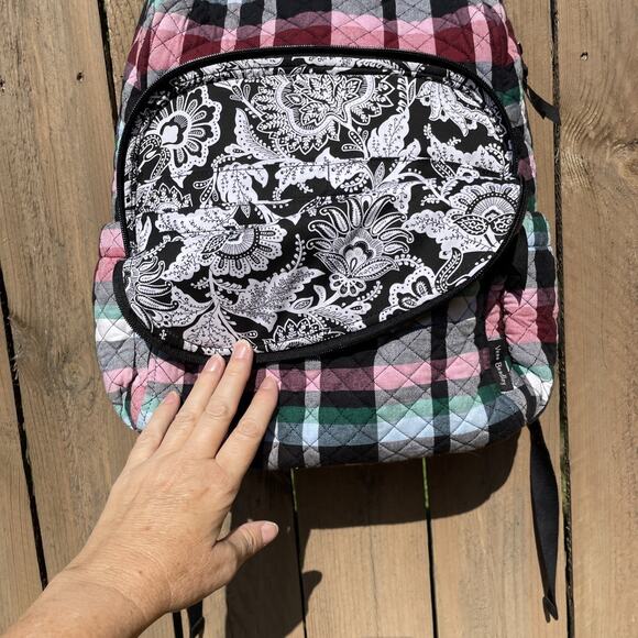 Vera Bradley Iconic Ribbons Plaid Multicolor Campus Backpack Bag School main image 9
